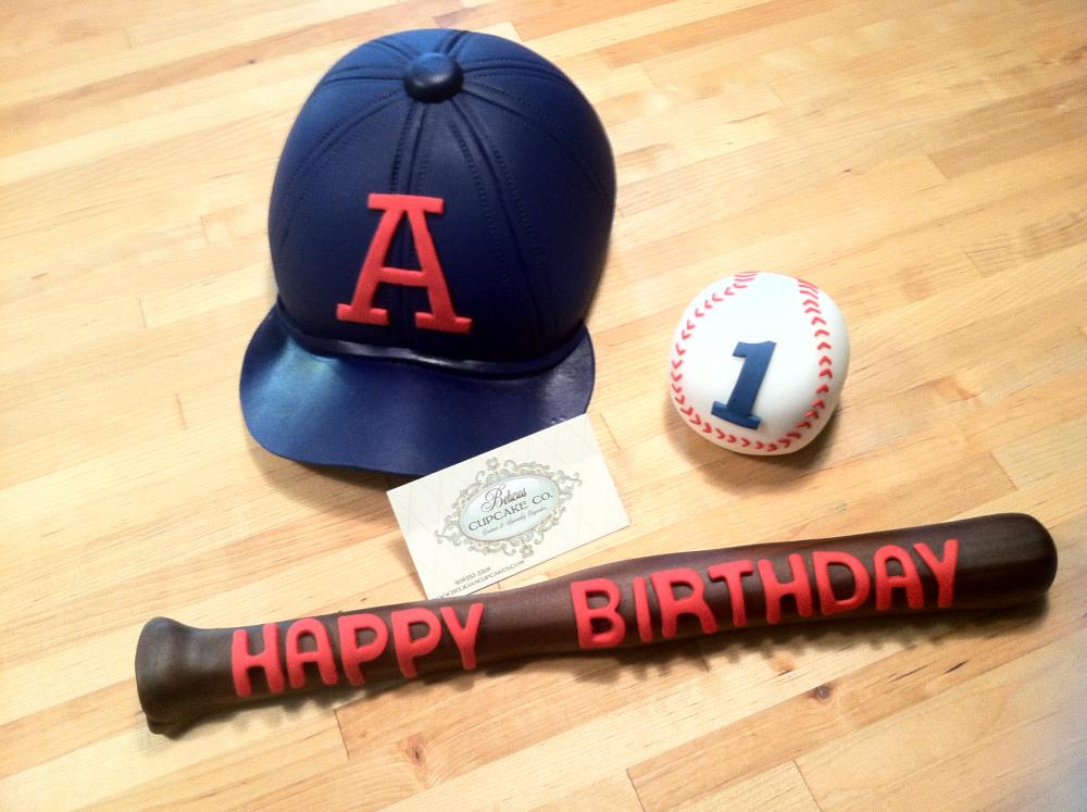 Fondant Baseball Hat, Baseball, Bat, Perfect For Birthdays, Any Baseball Lover